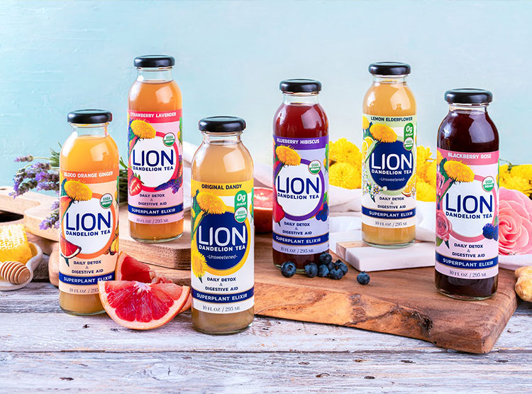 鮮艷的本色和植物插畫！Lion tea蒲公英茶包裝設(shè)計